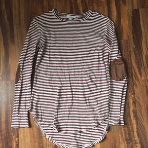 Cherish Elbow Patch Long Sleeve Shirt, Size Small
